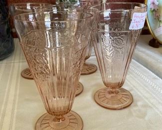 Anchor Hocking 6 5/8" Mayfair Open Rose footed tumblers set of 5