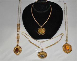 Just a Sample of the Beautiful Gold-Tone Necklaces, many from Europe, with Filigree Pendants