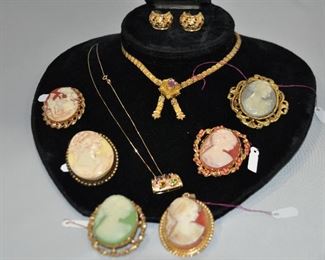 There is an Outstanding Collection of Vintage Cameo Brooches, some that are also Pendants and Lockets!