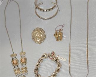 A Vintage Cameo Necklace is shown with just a Sample of the Silver Jewelry in the Collection, including Tiffany & Co. and George Jensen,