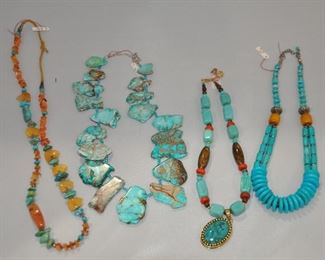 Turquoise and Coral Necklaces Abound!