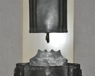 Antique Mounted Pewter Lavabo. W16" x H41" x D14"