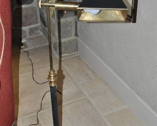 Vintage Chapman Black and Brass Reading Floor Lamp 46" (Two Available)