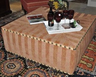 Fantastic Upholstered Oversized Square Ottoman with Large Nail-head Detail. W44" x H18" x D44"