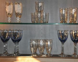 The Bar Room has a Great Selection of Various, Vintage Etched, Clear and Opalescent Glassware