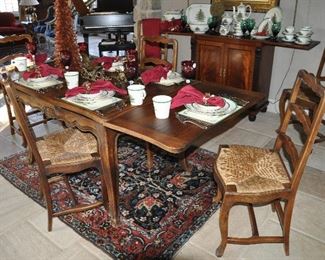 French Country Expandable Dining Table, W47" x H28" x D34.5". Each End has a 17" Extension.
