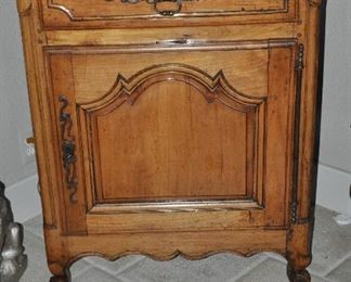 Antique French Pearwood Jam Cabinet from North of the Loire Valley in Brittany, c. 1840. with one Drawer and and 2 Interior Storage Shelves. W34" x H40" x D26"