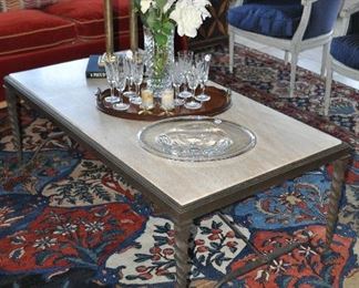 Fantastic Solid Twisted Iron Coffee Table with Marble Top! W57" x H20" x D31"