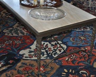 Close-up View of the Gorgeous Black Wrought Iron and Marble Coffee Table