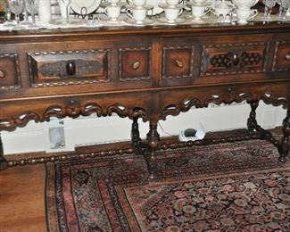 Close-up View of the Ornate Carving on Sideboard/Server