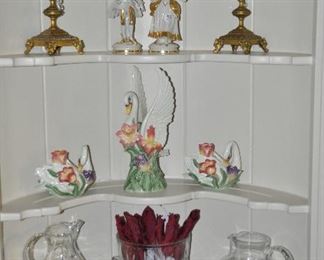 Corner Display Unit Filled with Vintage and Antique Collectibles