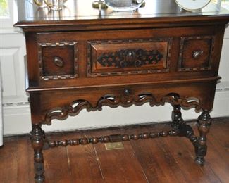 Close-up View of the Carved Detail on the Petite Buffet Server