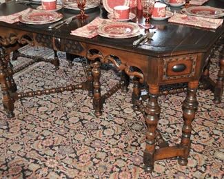Close up View of the Ornately Carved Detail on the Dining Table