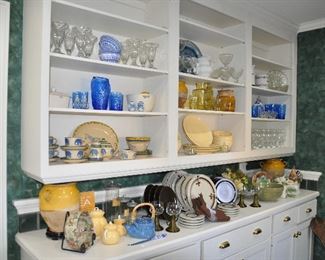 One View of the Butler's Pantry, filled with Amazing Glassware, Antique Pottery and More!