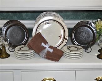 Vintage Rosenthal Studio-Line Stoneware Dinnerware, "Sienna Brown", 3-Piece Place Setting for 8