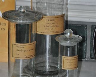 Set of 3 Lidded Bon Bon Glass Jars, 10", 7.5" and 5.5"