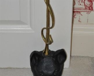 Virginia Metalcrafters Cast Iron and Brass Fox and Riding Crop Doorstop. 15"H