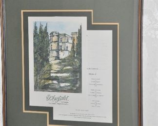 Framed and Double Matte French Menu "La Table Provencal", from L'Oustalet de Georges. 22"x25