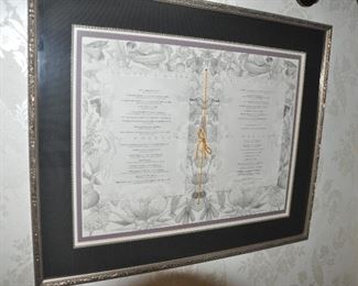 Another Framed and Matted French Menu, from La Care a Champagne, Epernay, France. 26" x 21"