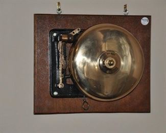 Large Vintage Wall-Mounted Brass School Bell, 10" Diameter