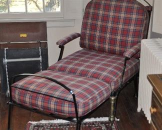 Rare Antique Victorian Cast Iron Campaign Day Bed/Chair that Raises and Folds Up