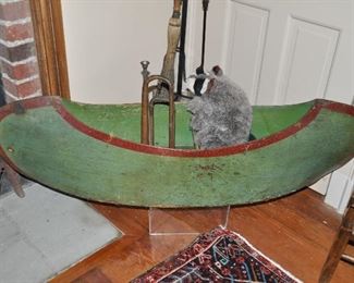 Antique Painted Wood 4' Canoe