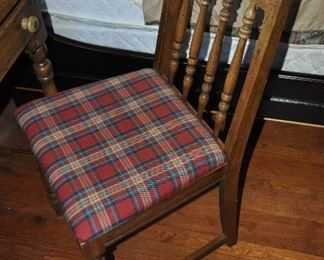 Matching Sprindle Chair with Plaid Seat