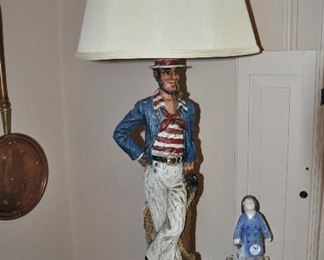 Vintage 1971 Wooden Nautical French Sailor Statue Lamp by Dunning Industries USA, 44" H