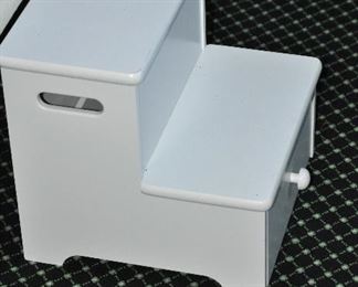 White Bedside Step Stool with Drawer, W13' x H13" x D13"