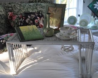 Breakfast in Bed! Vintage White Wicker Bed Tray