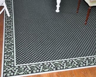 Custom-Made Stark Carpet Rug with Black Foundation and Green Floral Border, 1'10" x 9'