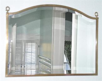 Antique Brass Frame Bevel Mirror, c.1890, 24.5" x 19"