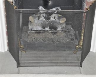 Tri-Fold Fire Screen with Brass Hardware.