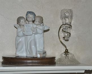 Vintage Lladro and an Antique Cut Crystal Vase