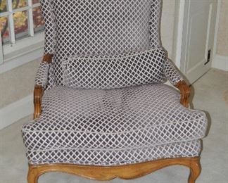 Vintage Louis XV Bergere Upholstered Aubergine Chair, W36" x H35" x D34"