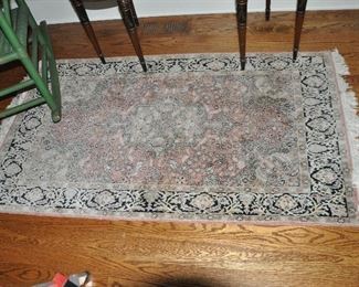 Hand-Woven Wool and Silk Area Rug, Made in India 3' x 5'7"
