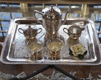 William Rogers 20" Silver-plate Tray, shown with Schoet Mainz Jena Cups, and More!