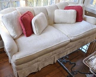 Ivory Damask 2-Cushion Sofa by Tomlinson, Erwin & Lambeth, W78" x H32" x D36"