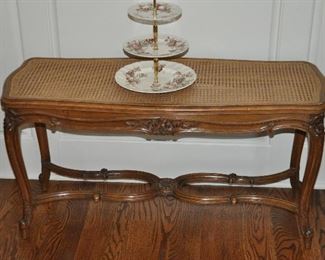 Louis XVI Style Cane 2-Seater Piano Bench, W38" x H20.5" x D15"