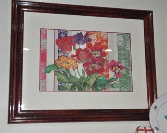 Framed and Matted Still Life Lithograph by Michigan Artist Cyndy Callog, Double-Signed, AP 1/50. 32" x 24"