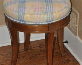 Cushioned Swivel Stool with Wood Legs, H16" x W17"