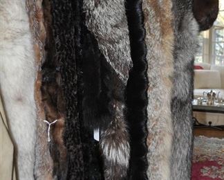 Great Assortment of Mink, Fox, Faux Fur Scarves, Collars and Tails. Not Shown are a Variety of Mink Hats and Muffs as well as other Fur Accessories