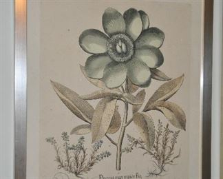 Large Silver-Framed Aqua Bessler Print, 32" x 38"