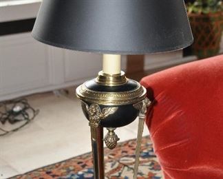 Chapman French Empire Fontbonne Brass Table Lamp with Cast Winged Angel Mounts, 29"H
