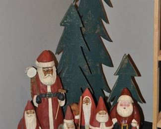 Carved and Signed Snowmen by Fork Artist Glen Harbin, North Carolina