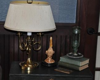 Lovely Classic 3 Arm Brass French Horn Style Vintage Table Lamp and More Home Decor