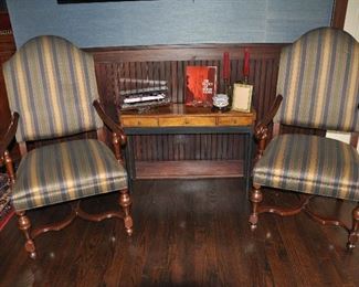 Another Cozy Seating Area Complete with a Pair of William and Mary Upholstered Arm Chairs with Carved Walnut Baluster Feet by Southwood Furniture, Hickory NC