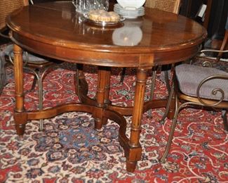Antique French Walnut Dining Table, as shown, 48" Round and includes 24" Leaf