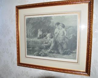 Framed and Double-Matte Engraved Print, "Great Expectations" by W.H.Simmons, painted by H. LeJeune, ARA 1873