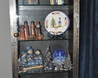Fabulous 1920,s Iron and Glass Vitrine Display Cabinet, W22" x H67" x D13.5" filled with more Great Christmas Decor